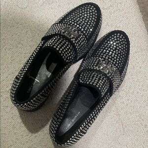 Tory Burch Women's Black Loafers with Silver Accents